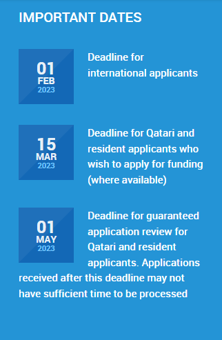 deadline of hamad ben khalifa university scholarship